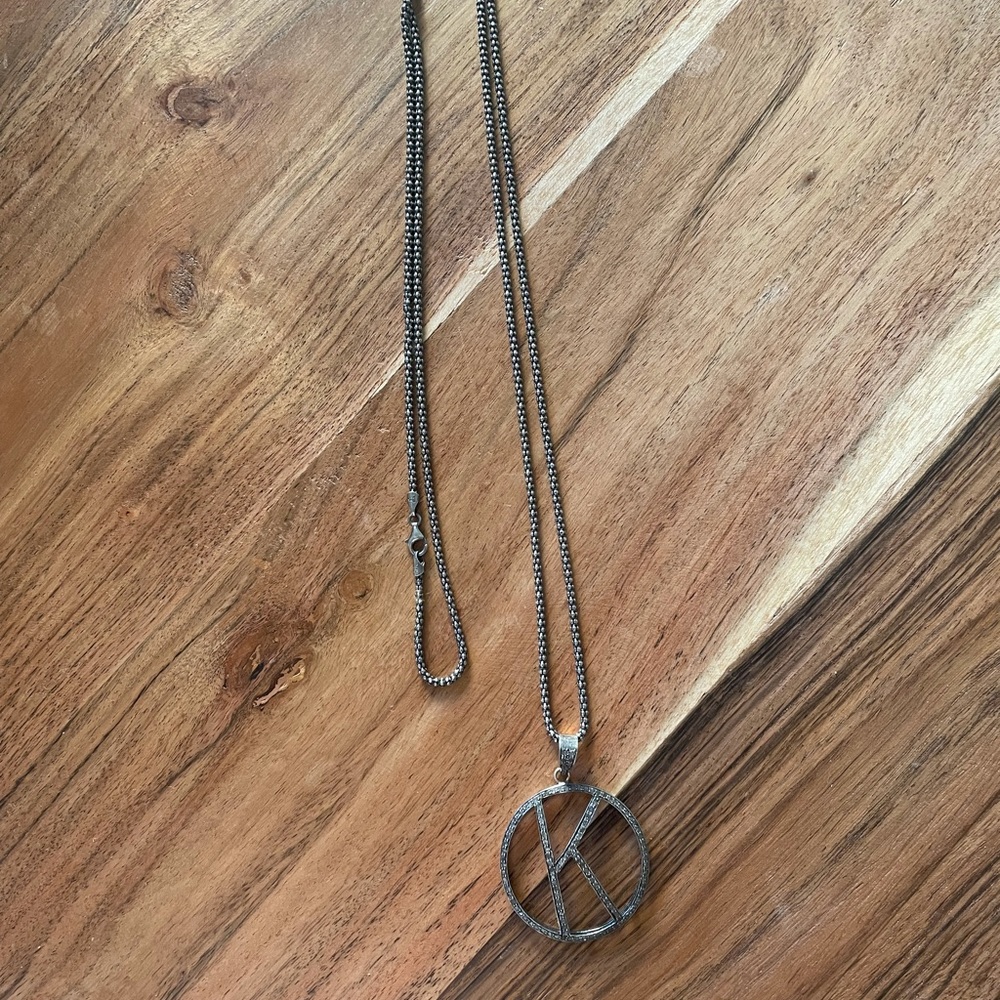 Pavé diamond initial necklace